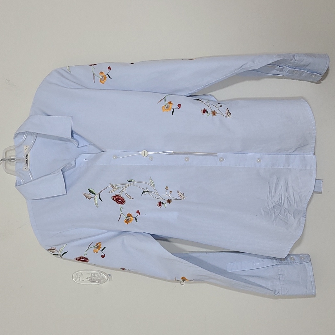 Blank Nyc Embroidered Button Down Open Back Shirt Size M
